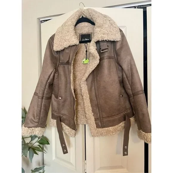 Sam Edelman Faux Shearling Aviator Moto Jacket - Picture 4 of 4
